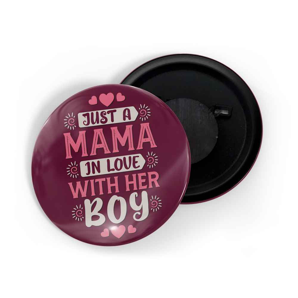 dhcrafts Fridge Magnet Multicolor Just A Mama In Love With Her Boy Glossy Finish Design Pack of 1 (58mm)